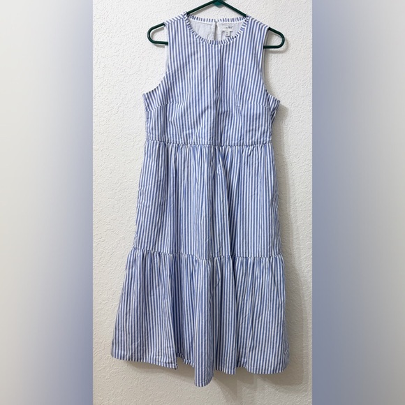 J. Crew Dresses & Skirts - J. Crew Sleeveless Tiered Midi Dress in Cotton Poplin - 10